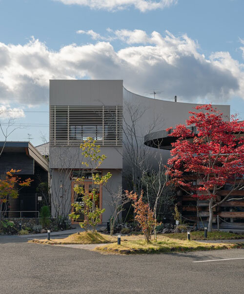 architrip's retail space curves between two existing shops in fukushima