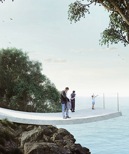 pekube's minimalist viewpoint to suspend visitors over rugged azorean cliff in portugal