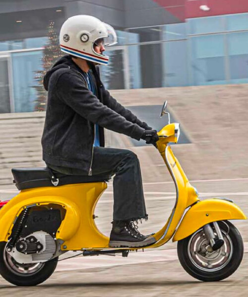 retrokit converts gas-powered vespa into modern electric scooter with three riding modes