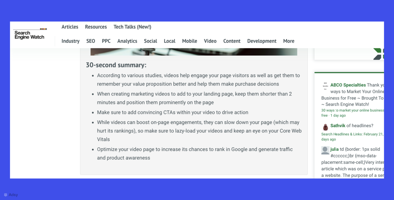 make summaries in blogs